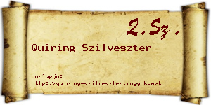 Quiring Szilveszter névjegykártya